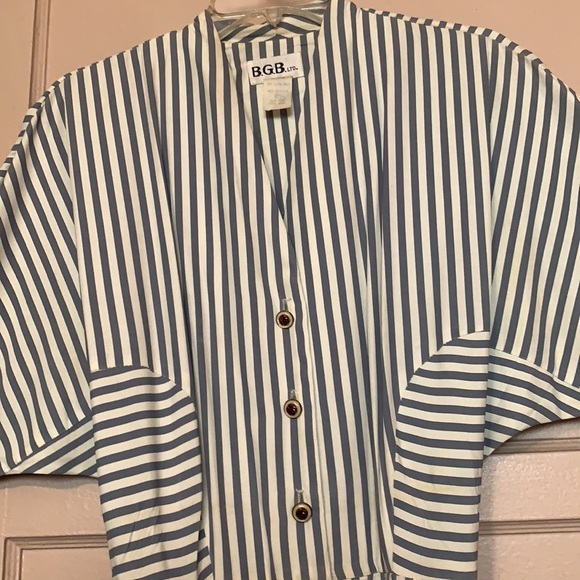 RETRO B.G.B. LTD DRESS NAUTICAL GRAY WHITE STRIPES ROCKABILLY PIN UP I LOVE LUCY - Picture 11 of 16